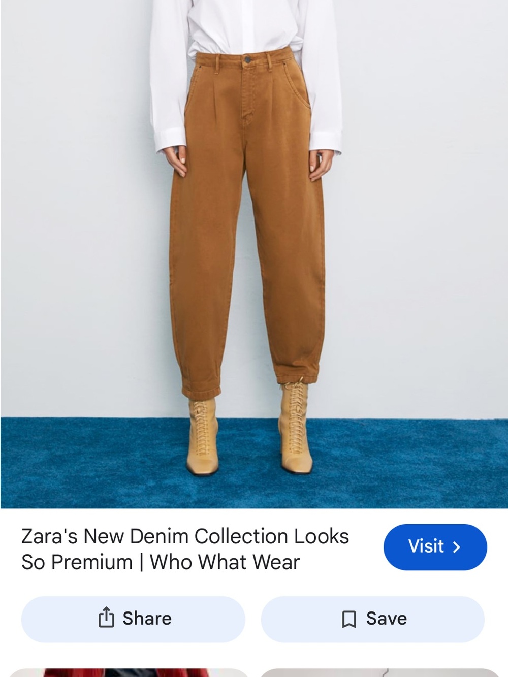Zara slouchy brown denim trouser